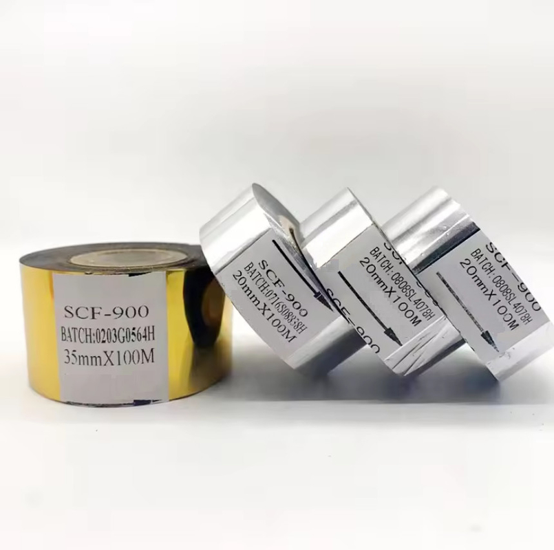 Black gold silver scf-900 date coding ribbon 30mmx100m type date batch number printing hot coding foil tape